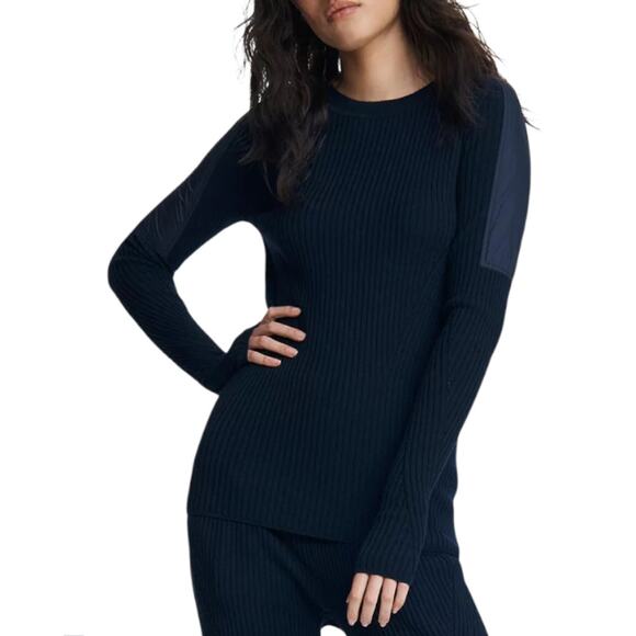 Rag & Bone Sweater Womens Size S/P Navy Emory Ribbed Long Sleeve Crew Neck - Picture 3 of 16